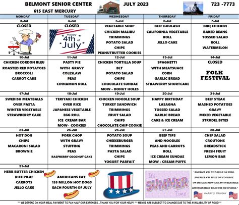 lunch menu senior center.